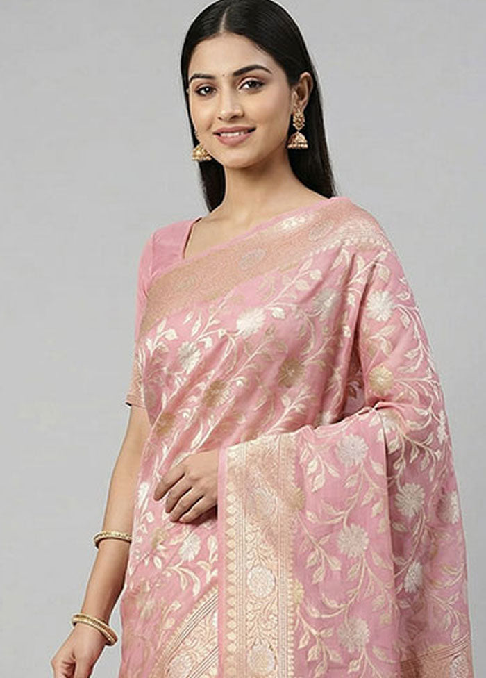 Pink Organza Saree With Blouse Piece