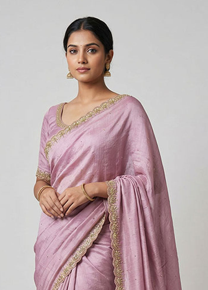 Purple Tissue Silk Saree With Blouse Piece