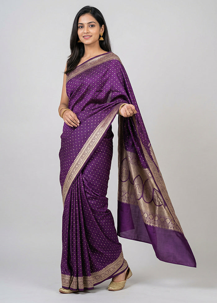 Purple Tanchoi Silk Saree With Blouse Piece