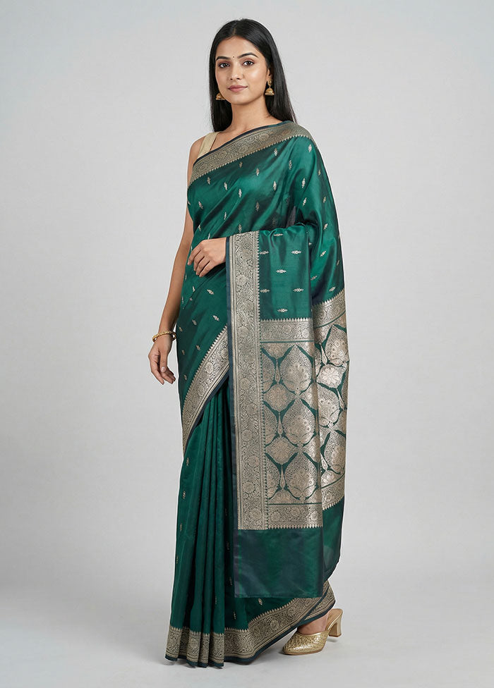 Blue Katan Silk Saree With Blouse Piece