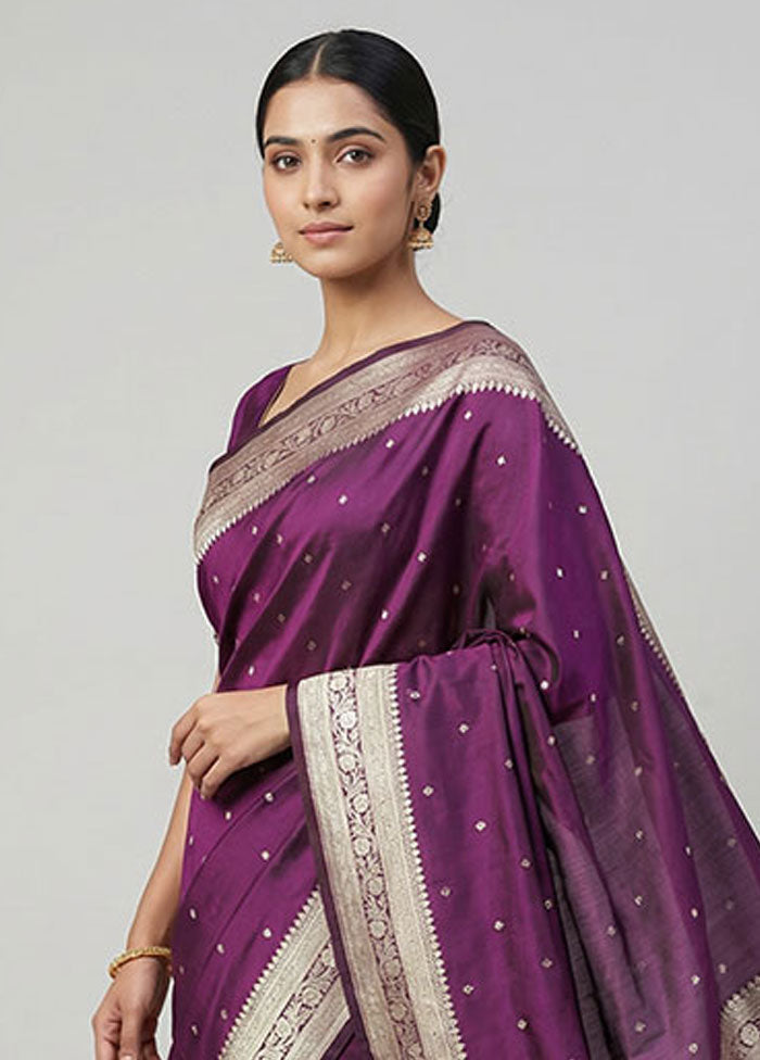 Maroon Katan Silk Saree With Blouse Piece