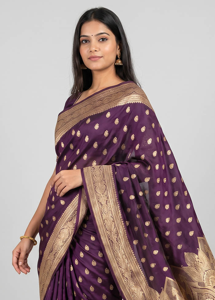Maroon Banarasi Silk Saree With Blouse Piece