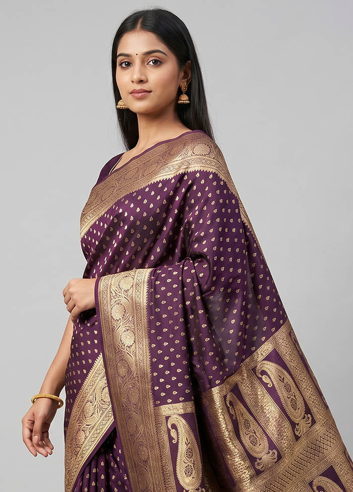 Maroon Banarasi Silk Saree With Blouse Piece