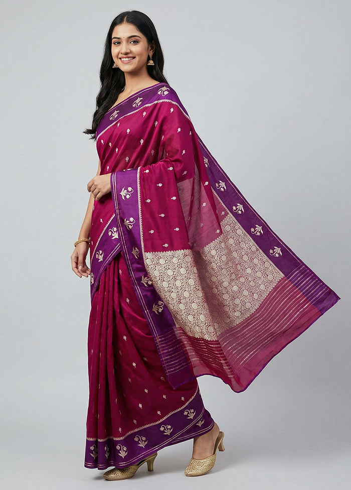Maroon Katan Silk Saree With Blouse Piece