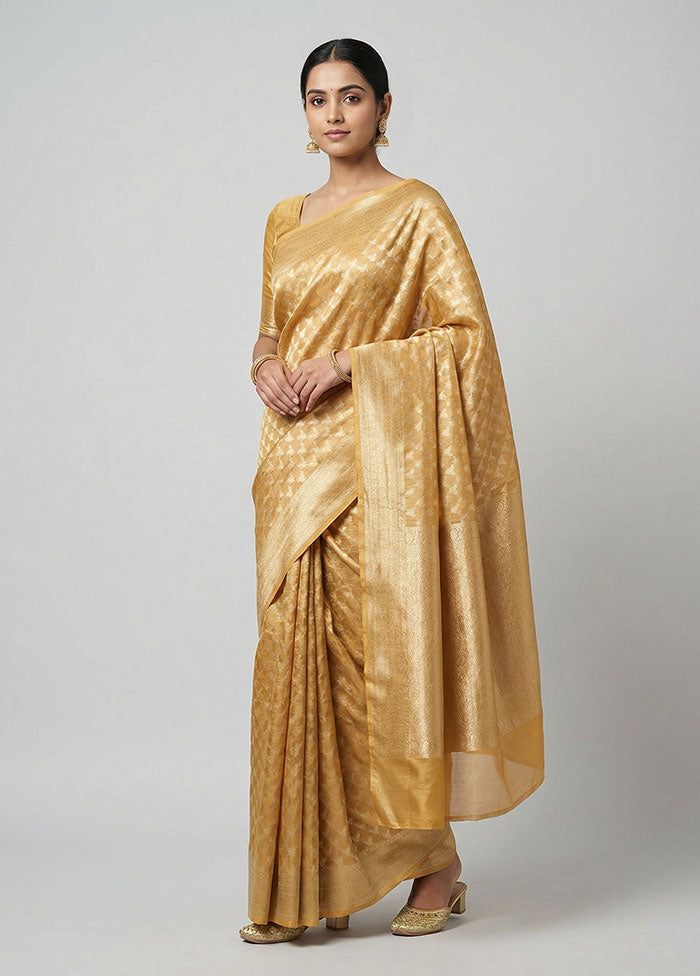 Cream Tissue Silk Saree With Blouse Piece