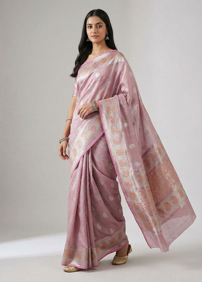Purple Handloom Dupion Pure Silk Saree With Blouse Piece