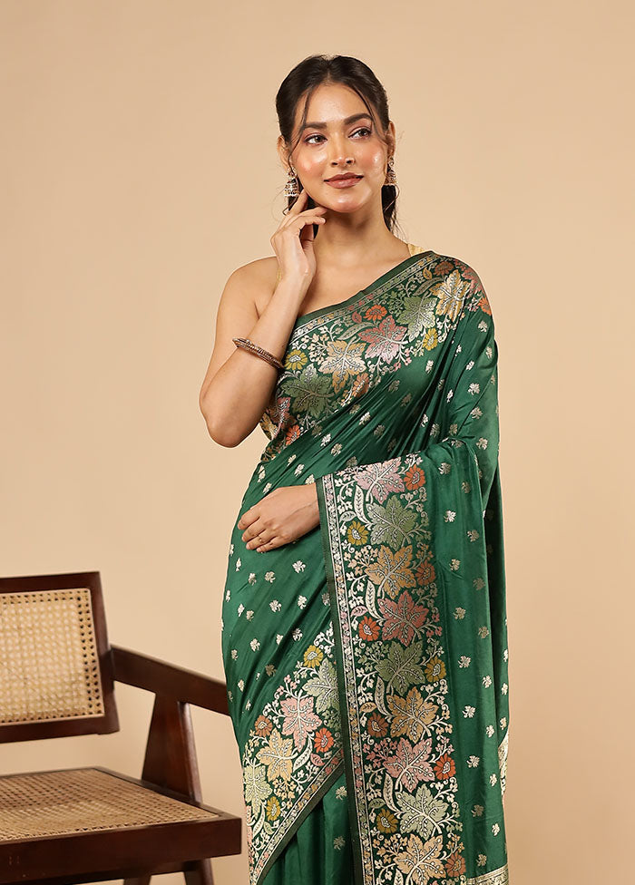 Green Dupion Silk Saree With Blouse Piece