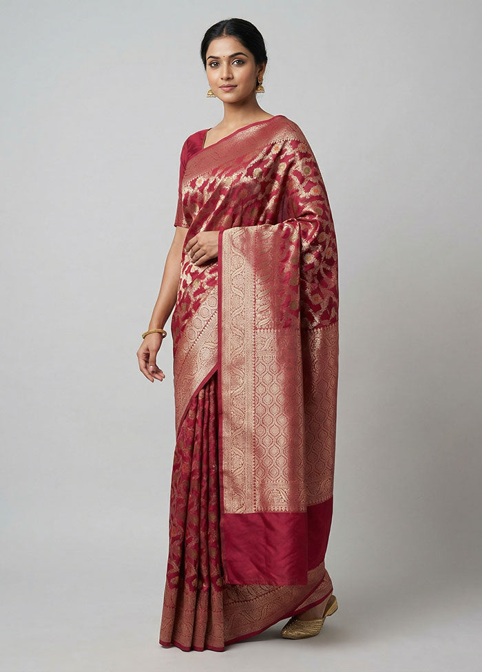 Pink Dupion Silk Saree With Blouse Piece