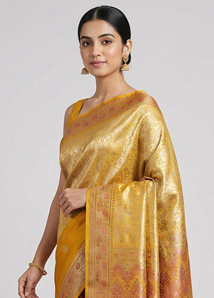 Grey Handloom Jamewar Pure Silk Saree With Blouse Piece