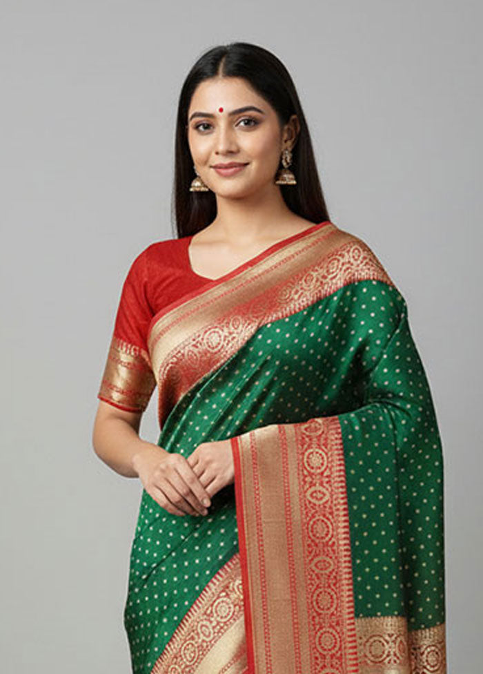 Green Uppada Silk Saree With Blouse Piece