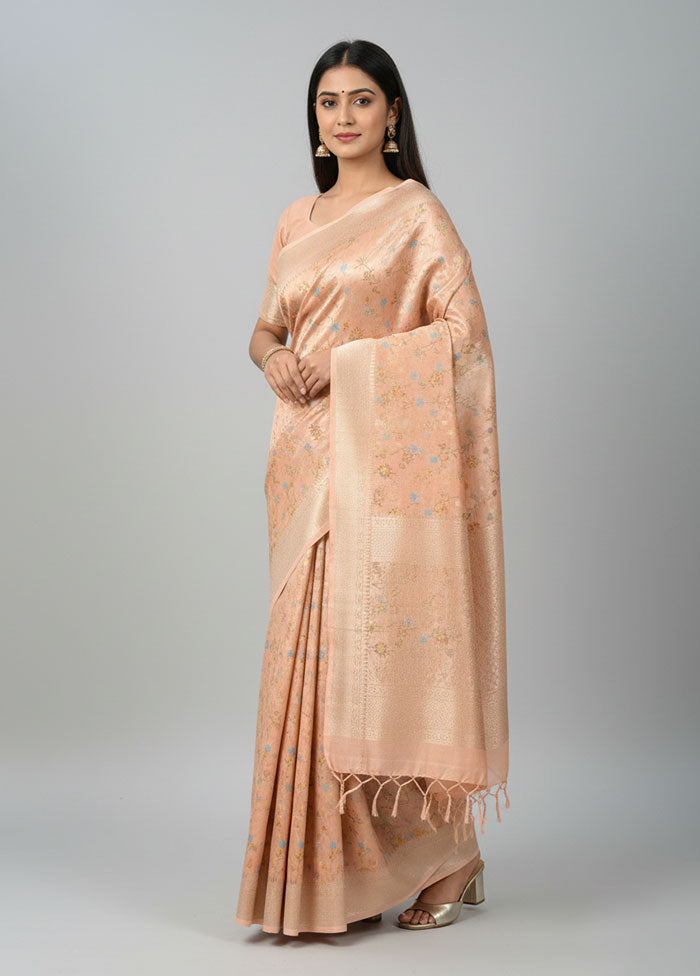 Pink Tissue Silk Saree With Blouse Piece