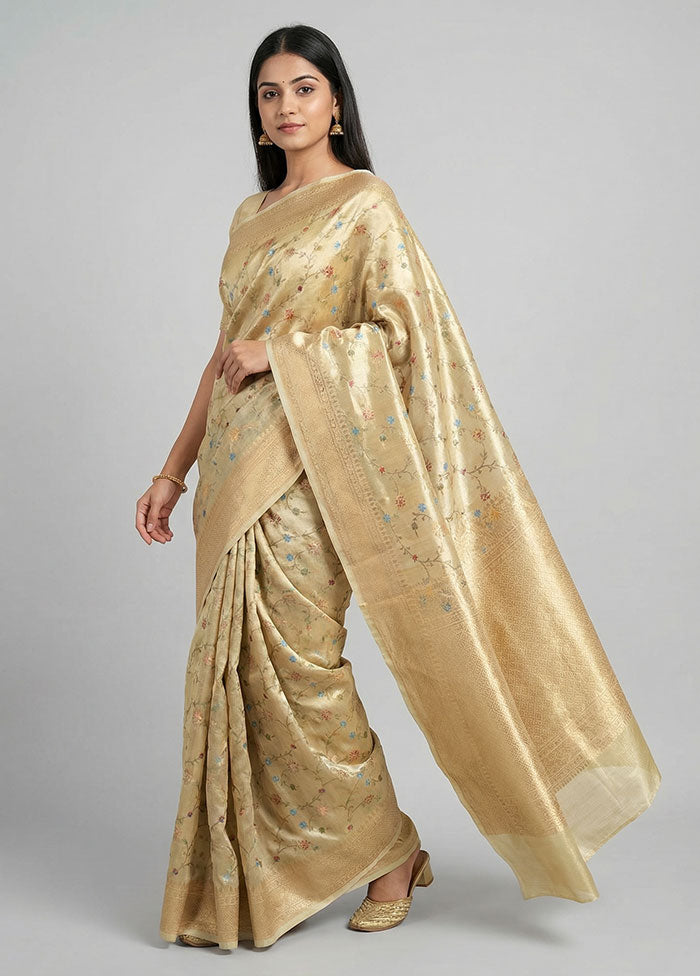 Green Tissue Silk Saree With Blouse Piece