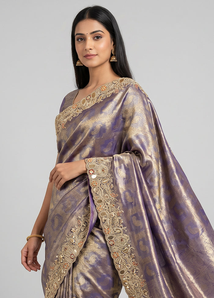 Purple Georgette Saree With Blouse Piece