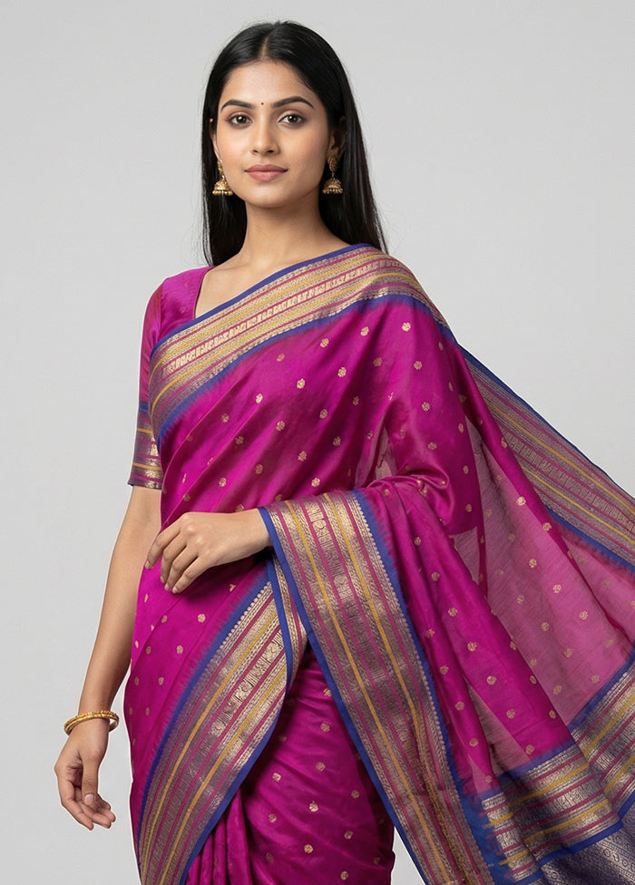 Pink Kanjivaram Silk Saree With Blouse Piece
