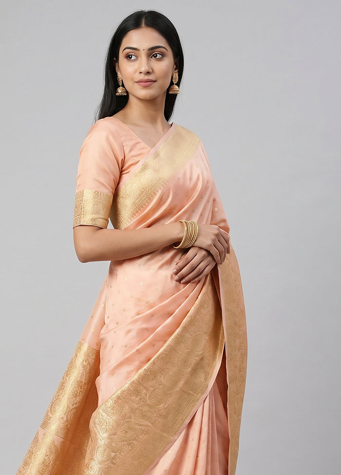 Pink Banarasi Silk Saree With Blouse Piece