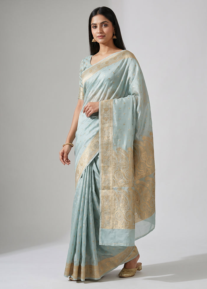 Green Banarasi Silk Saree With Blouse Piece