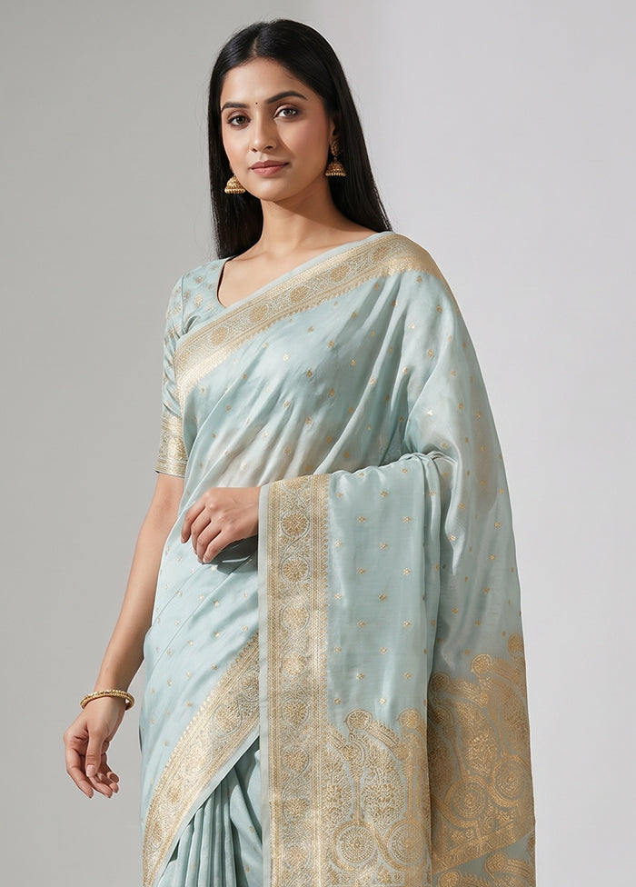 Green Banarasi Silk Saree With Blouse Piece