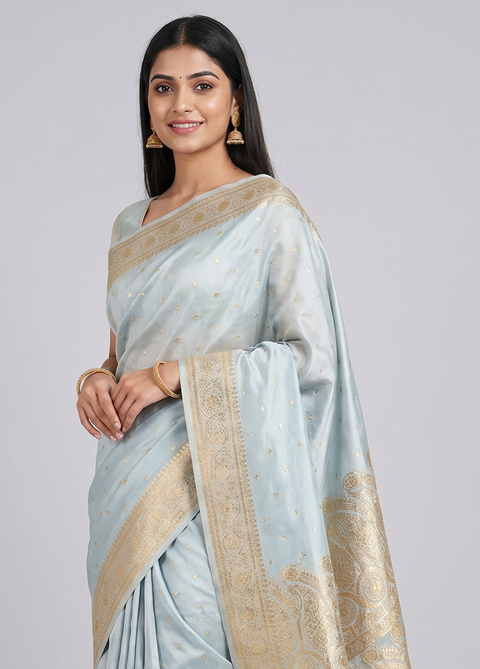 Green Banarasi Silk Saree With Blouse Piece