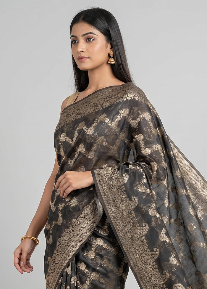 Black Cotton Saree With Blouse Piece