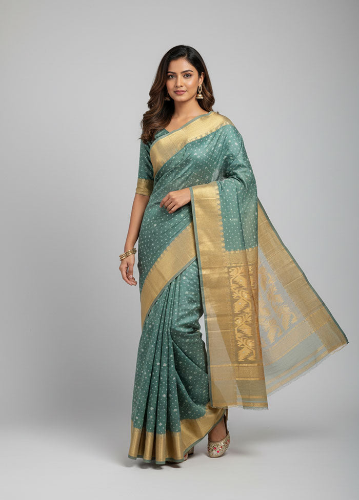 Grey Jamdani Cotton Saree Without Blouse Piece