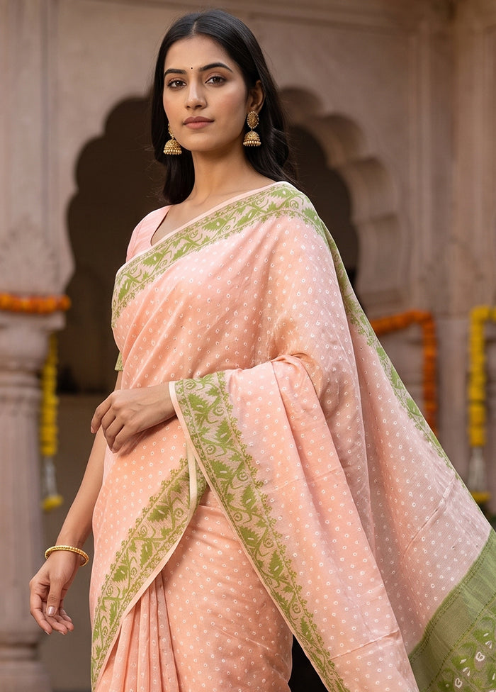 Cream Jamdani Cotton Saree Without Blouse Piece