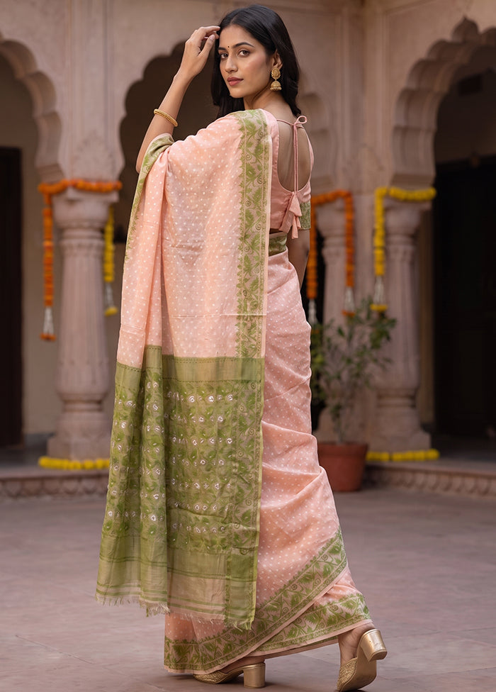 Cream Jamdani Cotton Saree Without Blouse Piece