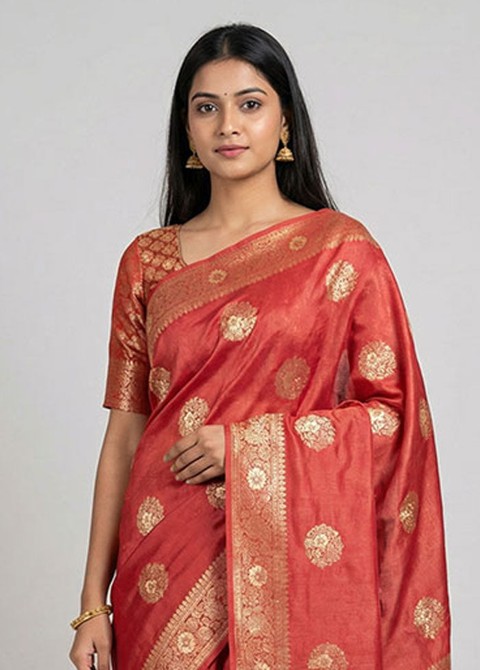 Pink Dupion Silk Saree With Blouse Piece