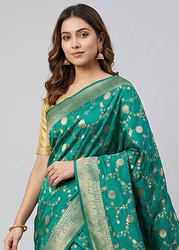 Green Dupion Silk Saree With Blouse Piece