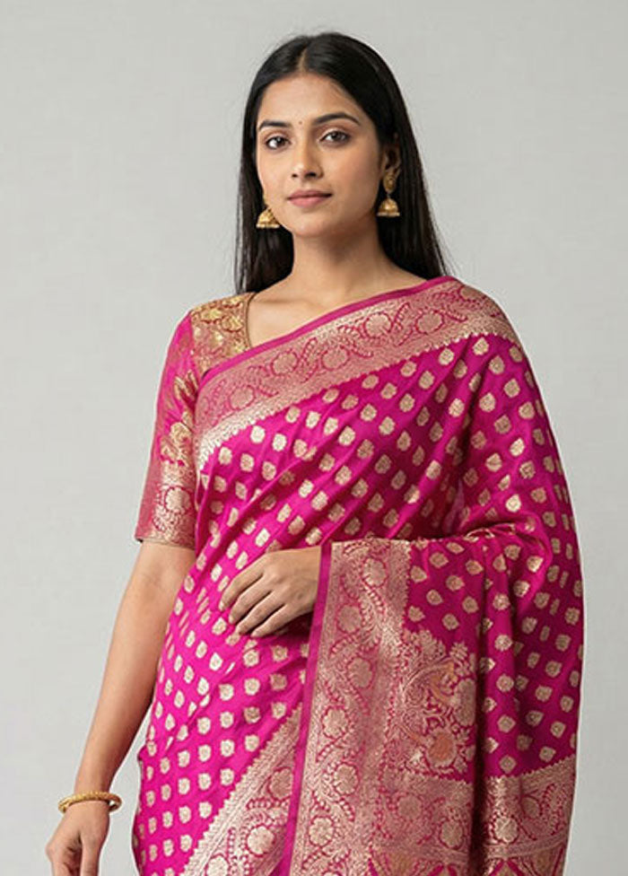 Pink Dupion Silk Saree With Blouse Piece