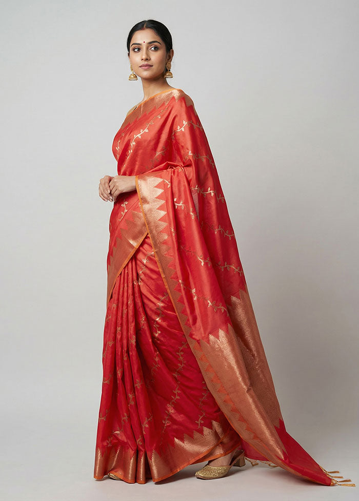 Pink Dupion Silk Saree With Blouse Piece