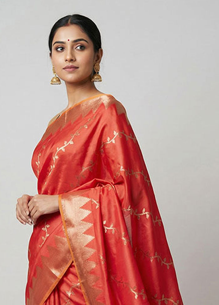 Pink Dupion Silk Saree With Blouse Piece