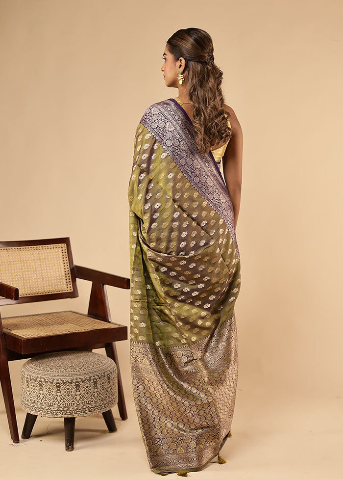 Blue Dupion Silk Saree With Blouse Piece