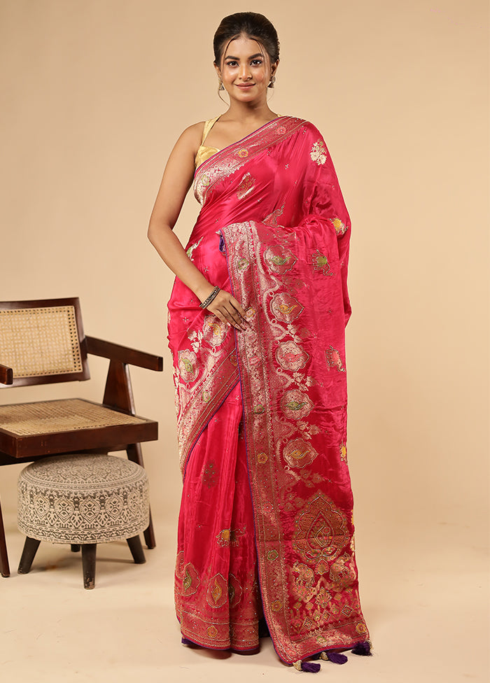 Pink Georgette Saree With Blouse Piece