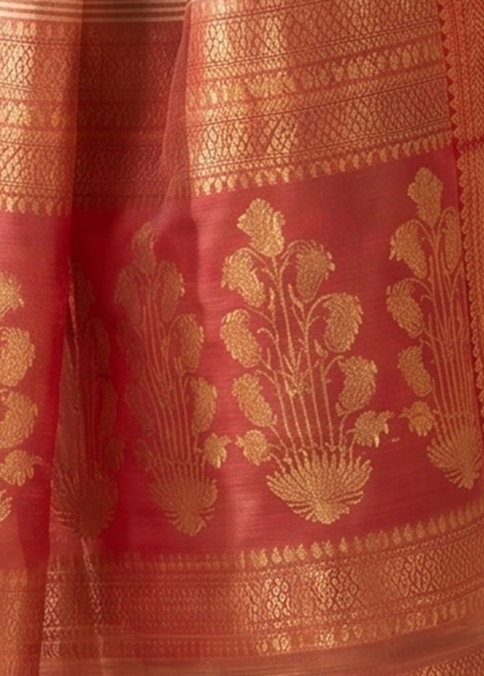 Cream Matka Silk Saree With Blouse Piece