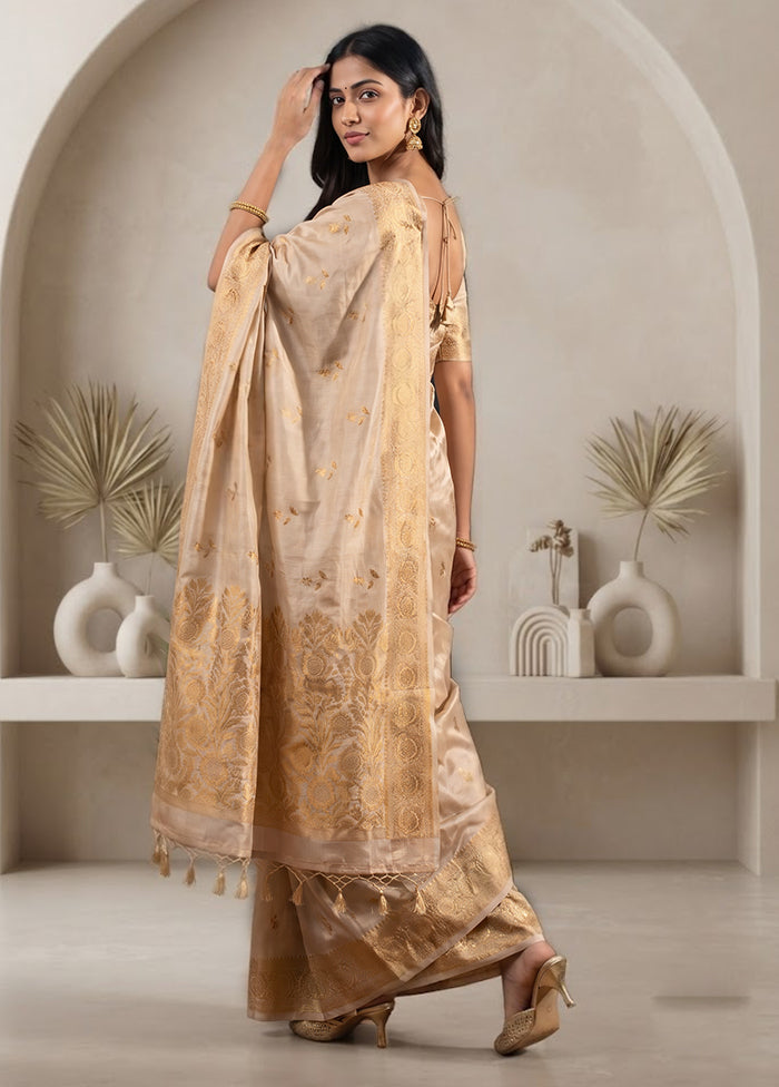 Cream Dupion Silk Saree With Blouse Piece