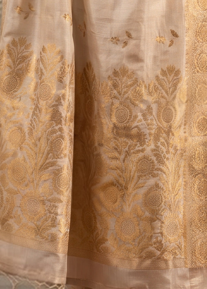 Cream Dupion Silk Saree With Blouse Piece