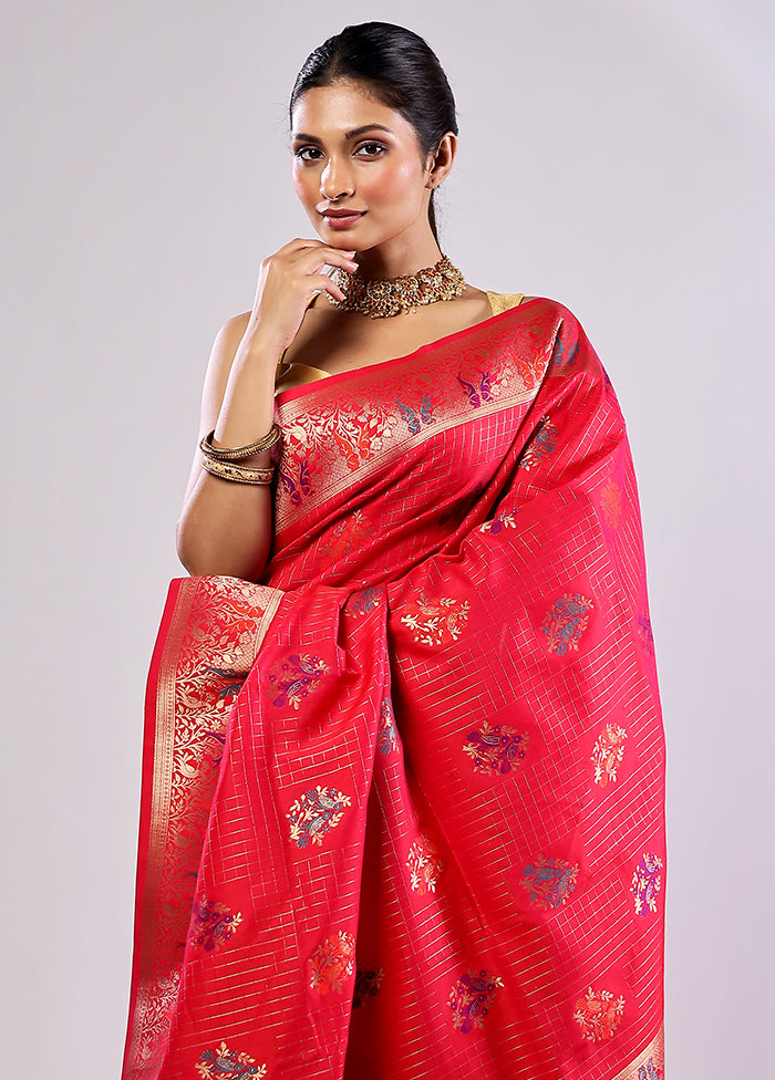 Pink Katan Silk Saree With Blouse Piece