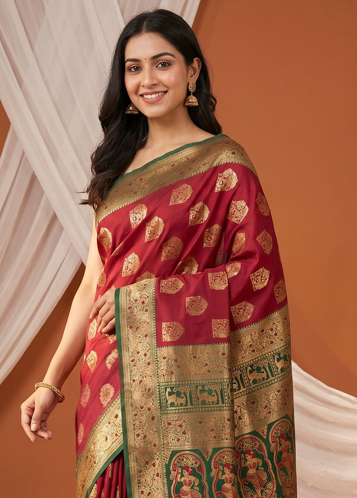 Pink Baluchari Silk Saree With Blouse Piece