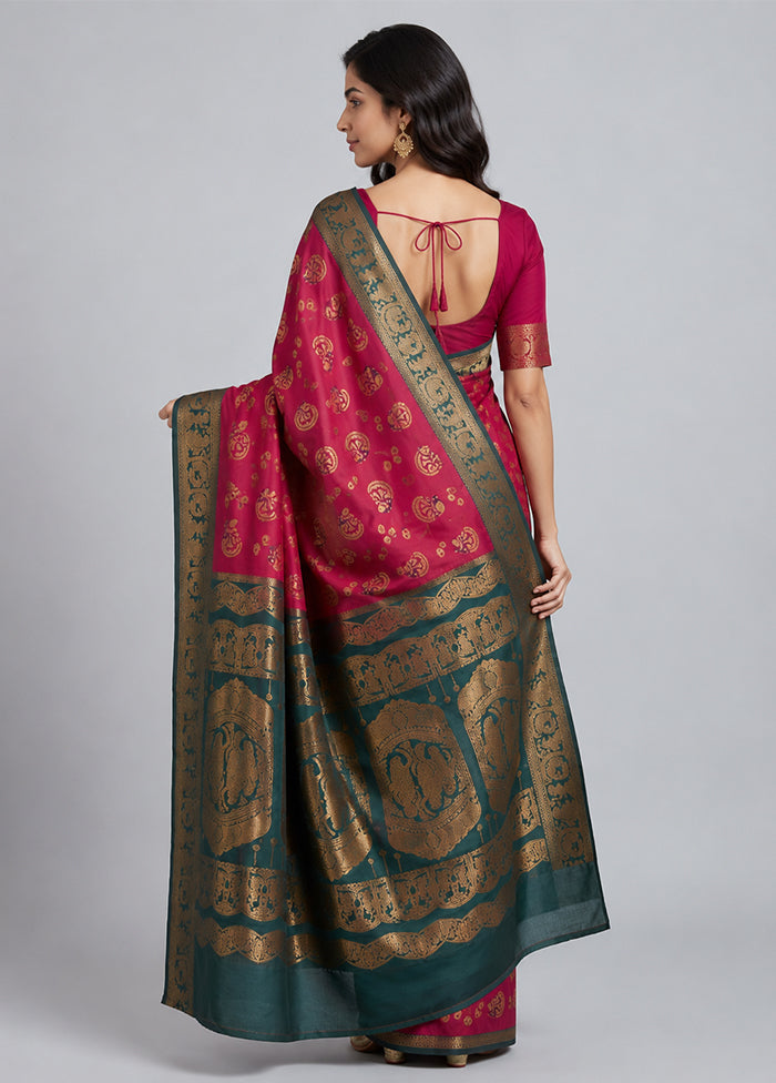 Pink Baluchari Silk Saree With Blouse Piece
