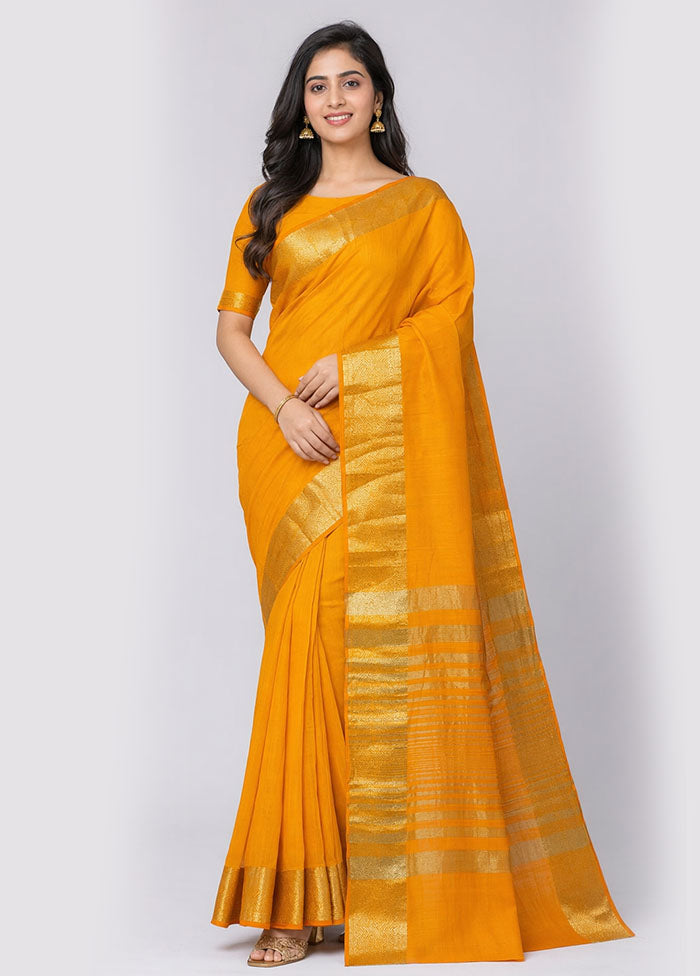 Rust Dupion Silk Saree With Blouse Piece