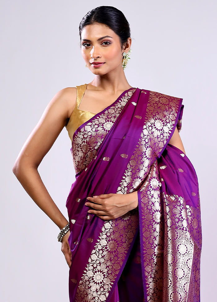 Purple Dupion Silk Saree With Blouse Piece