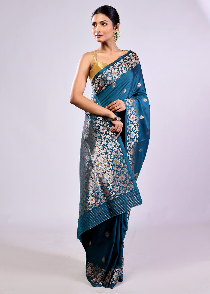 Green Dupion Silk Saree With Blouse Piece