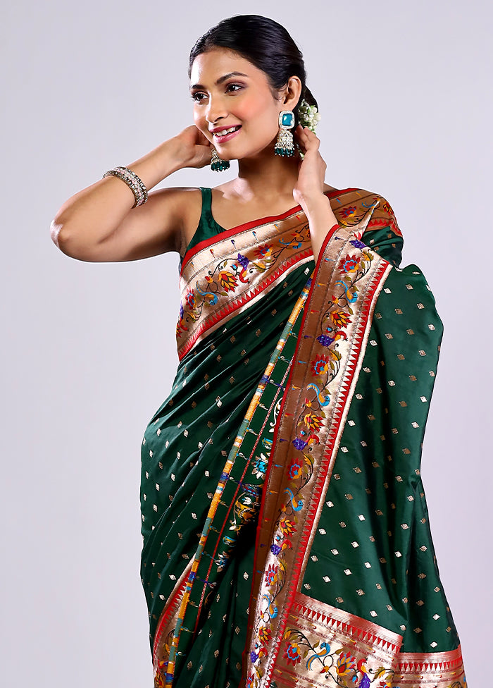 Green Dupion Silk Saree With Blouse Piece