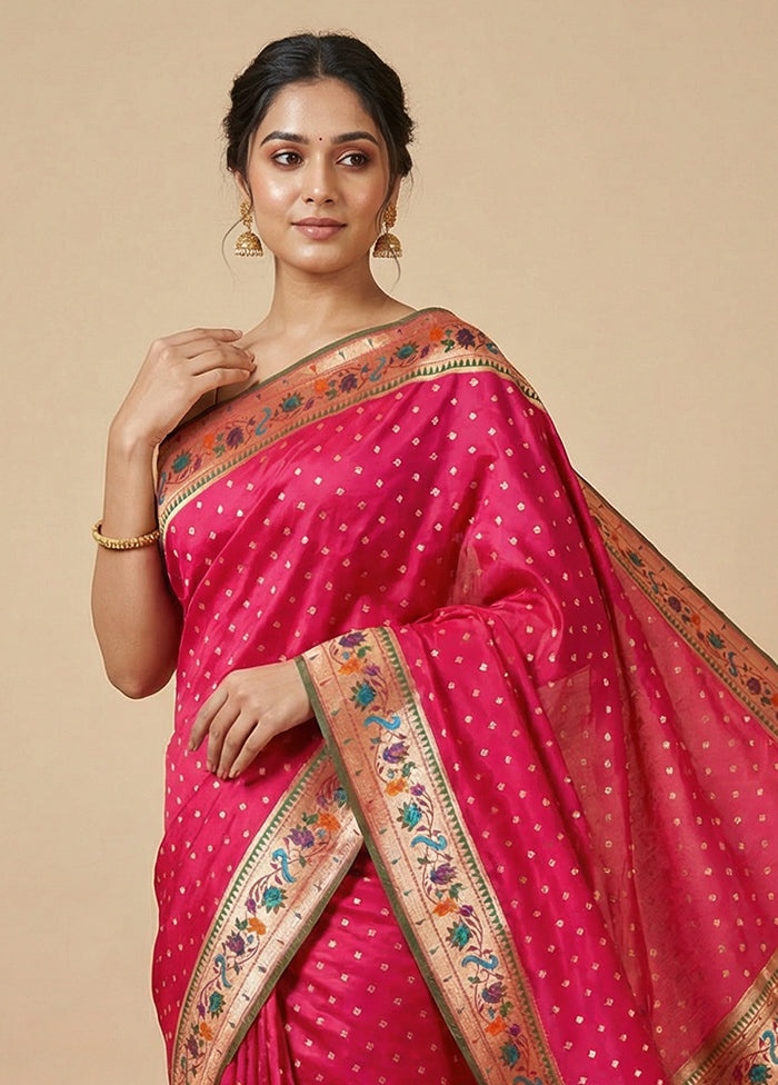 Pink Dupion Silk Saree With Blouse Piece