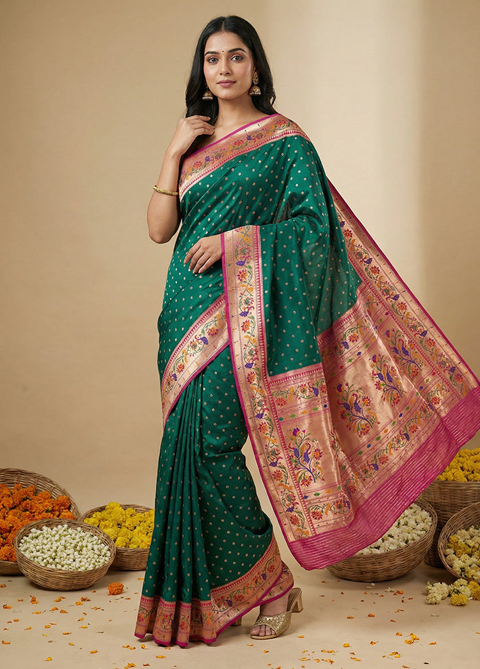 Green Dupion Silk Saree With Blouse Piece