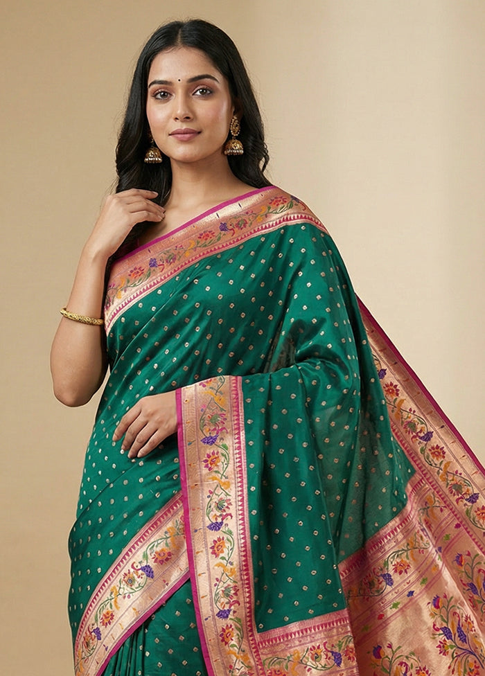 Green Dupion Silk Saree With Blouse Piece