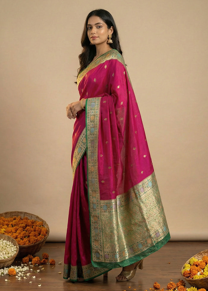Pink Katan Silk Saree With Blouse Piece