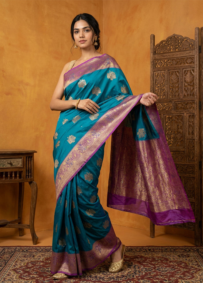 Green Katan Silk Saree With Blouse Piece