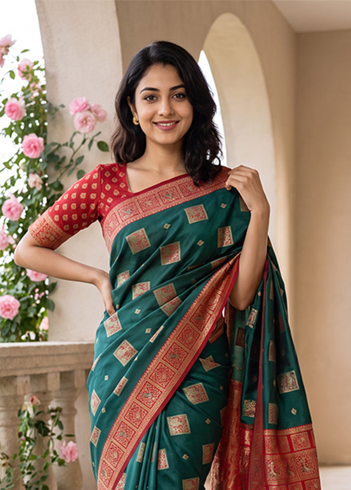 Blue Baluchari Silk Saree With Blouse Piece