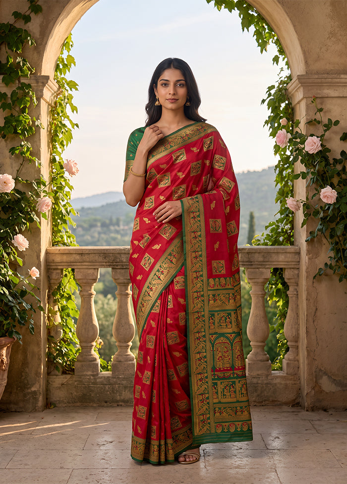 Pink Baluchari Silk Saree With Blouse Piece